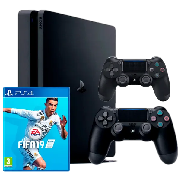 Sony Playstation 4 Slim + FIFA 19 Черный photo 1