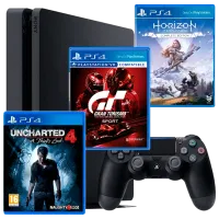 Sony Playstation 4 Slim + Gran Turismo Sport + Uncharted 4 + Horizon Zero Dawn Черный photo 1