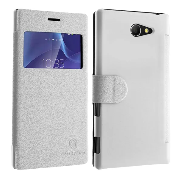Husa Sony Xperia M2 Nillkin Flip Cover/ Leather/ White photo 1