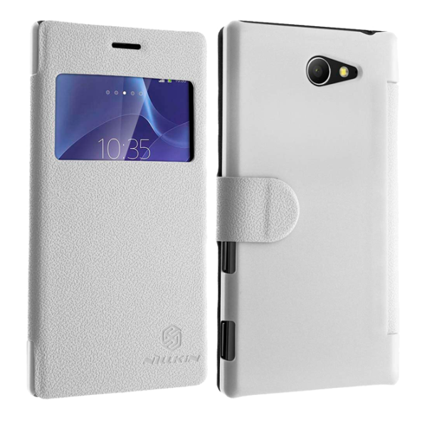 Husa Sony Xperia M2 Nillkin Flip Cover/ Leather/ White photo 1