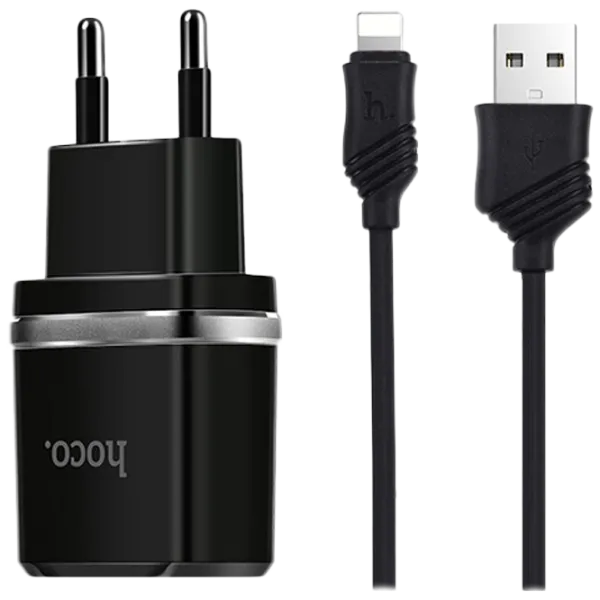 Adaptor de rețea Hoco C12 2.4 A/ Black photo 1