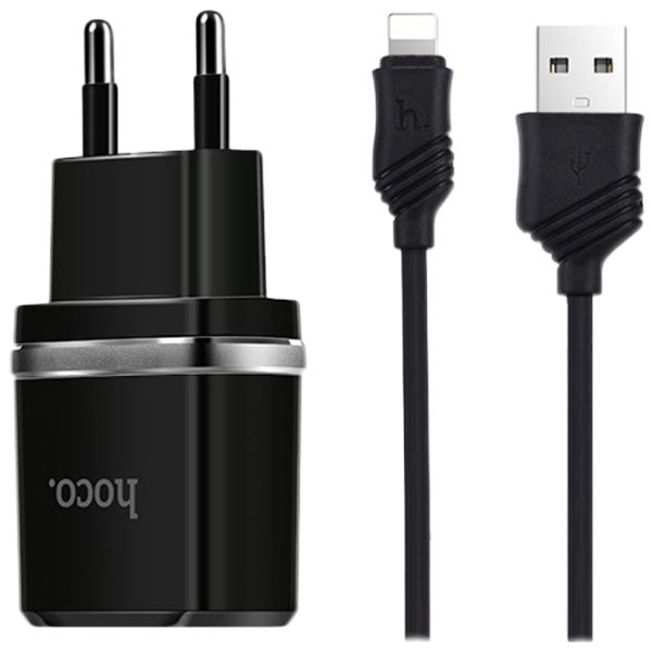 Adaptor de rețea Hoco C12 2.4 A/ Black photo 1
