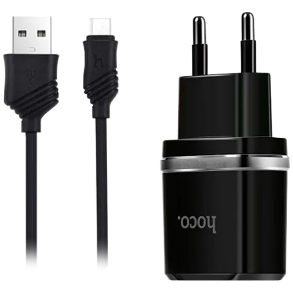 Adaptor de rețea Hoco C12 2.4 A/ Black photo 1
