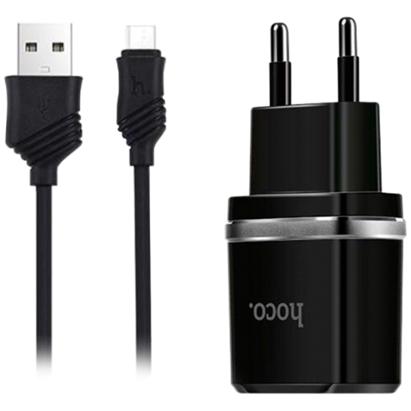 Adaptor de rețea Hoco C12 2.4 A/ Black photo 1