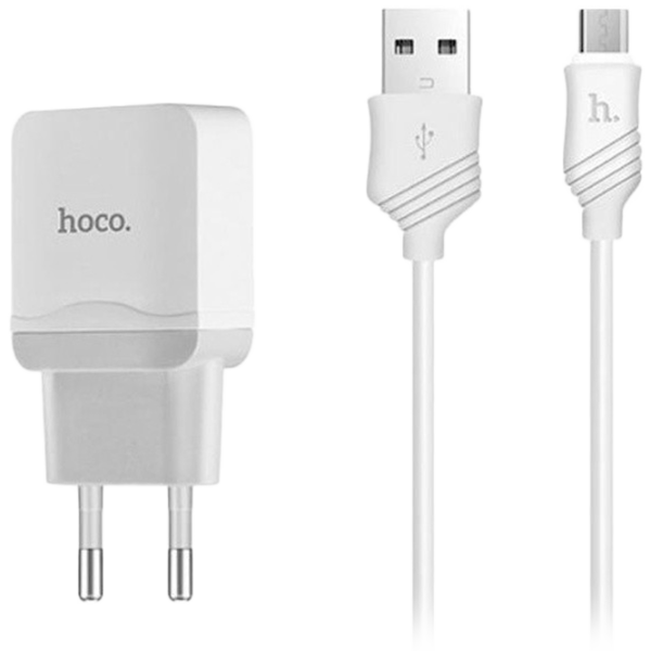 Adaptor de rețea Hoco C22A 2.4 A/ White photo 1