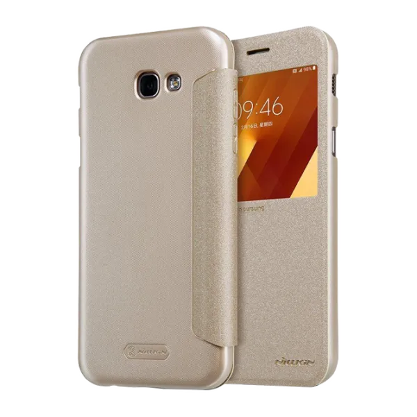 Husa Samsung Galaxy A3 (2017) Nillkin Flip Cover/ Leather/ Gold photo 1