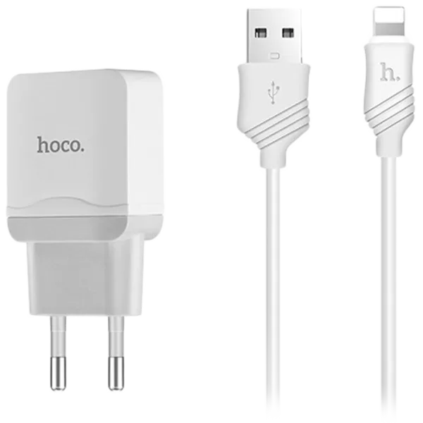 Adaptor de rețea Hoco C22A 2.4 A/ White photo 1