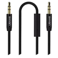 Cablu GSM USAMS 3.5 mm + 3.5 mm + mic 1 m/ Black