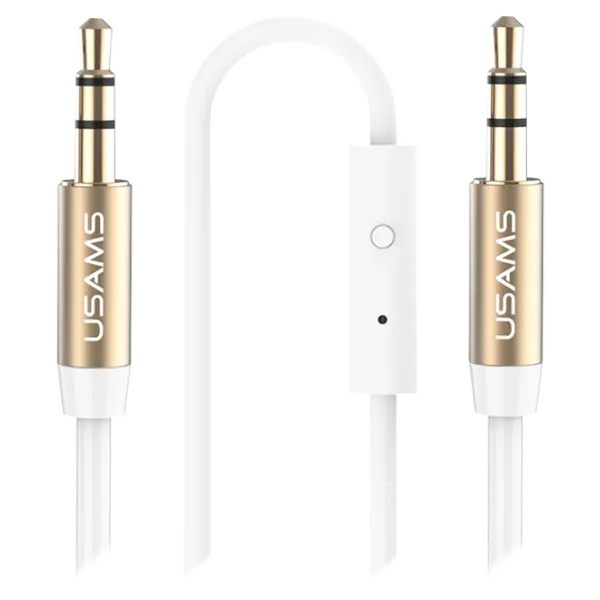 Кабель GSM USAMS 3.5 mm + 3.5 mm + mic 1 м/ Белый photo 1