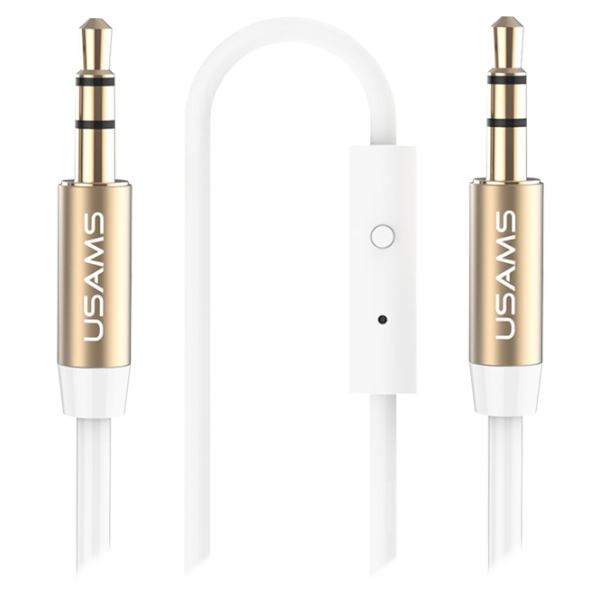 Кабель GSM USAMS 3.5 mm + 3.5 mm + mic 1 м/ Белый photo 1
