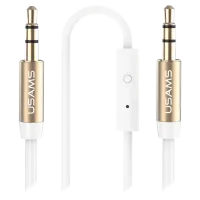 Кабель GSM USAMS 3.5 mm + 3.5 mm + mic 1 м/ Белый