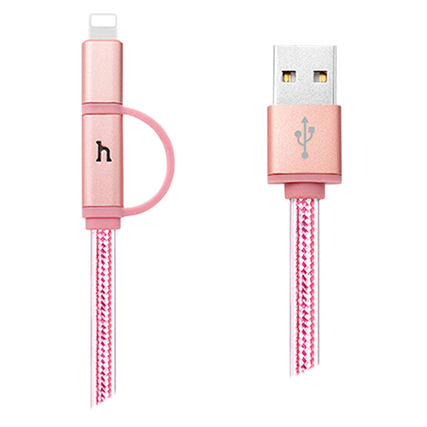 Cablu GSM Hoco USB + Lightning + microUSB UPL12/ 1 m/ Pink photo 1
