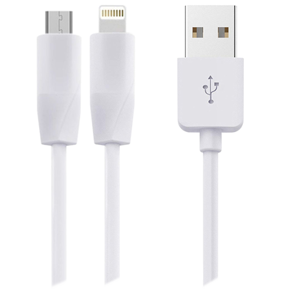 Cablu pentru telefon X1 Hoco USB + Lightning, microUSB 1 m/ White photo 1