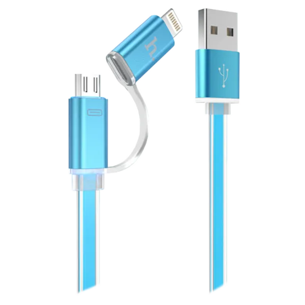 Кабель GSM Hoco USB + Lightning + microUSB UPL08/ 1,2m/ Синий photo 1 Кабель GSM Hoco USB + Lightning + microUSB UPL08/ 1,2m/ Синий photo 1