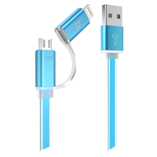 Кабель GSM Hoco USB + Lightning + microUSB UPL08/ 1,2m/ Синий photo 1 Кабель GSM Hoco USB + Lightning + microUSB UPL08/ 1,2m/ Синий photo 1