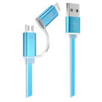 Кабель GSM Hoco USB + Lightning + microUSB UPL08/ 1,2m/ Синий