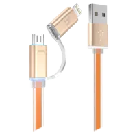 Кабель GSM Hoco USB + Lightning + microUSB UPL08/ 1,2m/ Оранжевый