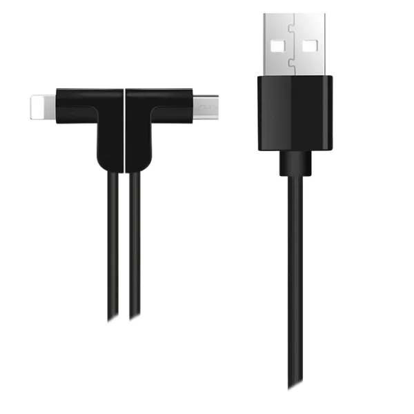 Cablu GSM Hoco USB + Lightning + microUSB X12 L-Shape/ 1,2m/ Black photo 1 Cablu GSM Hoco USB + Lightning + microUSB X12 L-Shape/ 1,2m/ Black photo 1