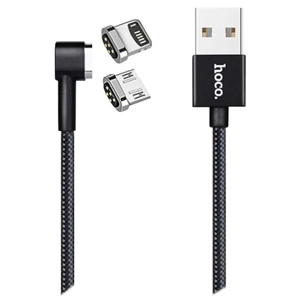 Cablu GSM Hoco USB + Lightning + microUSB U20 L-Shape/ 1 m/ Black photo 1