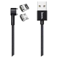 Кабель GSM Hoco USB + Lightning + microUSB U20 L-Shape/ 1 м/ Черный