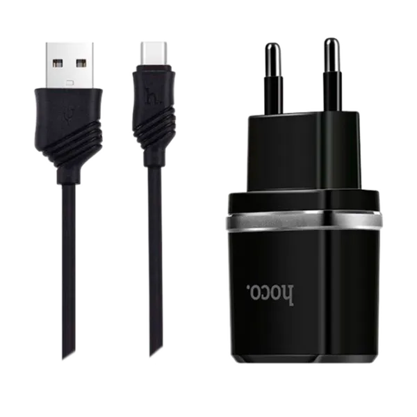Зарядное устройство Hoco C12 Type-C Проводной/ 2.4 A/ Черный photo 1
