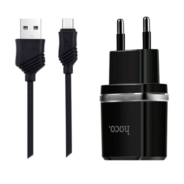 Зарядное устройство Hoco C12 Type-C Проводной/ 2.4 A/ Черный photo 1