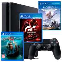 Sony Playstation 4 Slim + Horizon Zero Dawn + Gran Turismo Sport + God Of War Черный