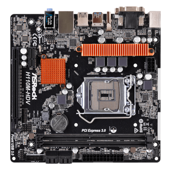 Материнская плата ASRock H110M-HDV R3.0 Игровая/ mATX/ Intel H110 photo 1 Материнская плата ASRock H110M-HDV R3.0 Игровая/ mATX/ Intel H110 photo 1