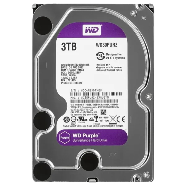 HDD Western Digital Purple 3 ТБ WD30PURZ/ Серебристый photo 1