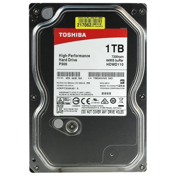 HDD Toshiba P300 1 TB HDWD110UZSVA/ Silver photo 1