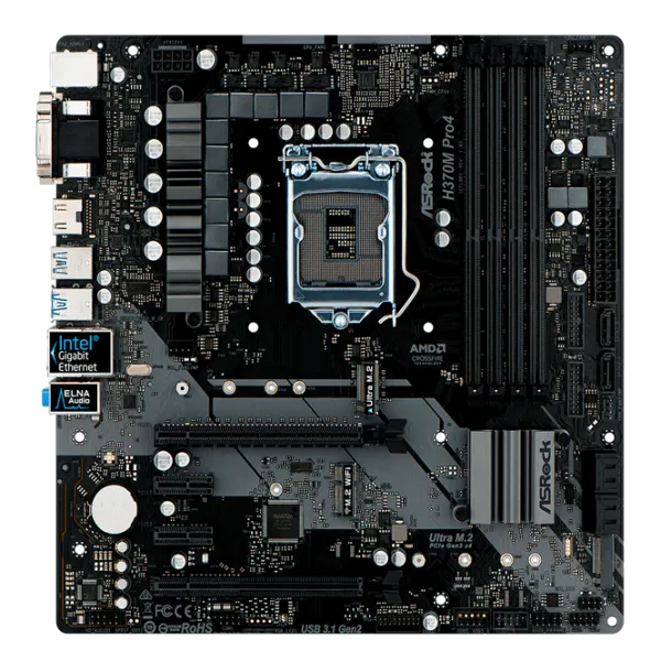 Материнская плата ASRock H370M PRO4 Игровая/ mATX/ Intel H370 photo 1