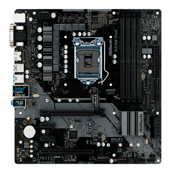 Материнская плата ASRock H370M PRO4 Игровая/ mATX/ Intel H370 photo 1