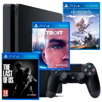 Sony Playstation 4 Slim + Horizon Zero Dawn + Detroit Become Human + The Last of Us Черный
