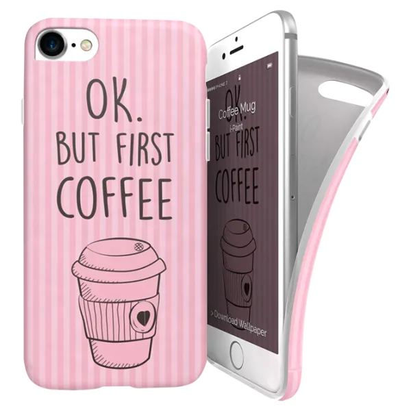 Husa Apple iPhone 7/8 i-Paint Back/ TPU/ COFFEE MUG Pink photo 1
