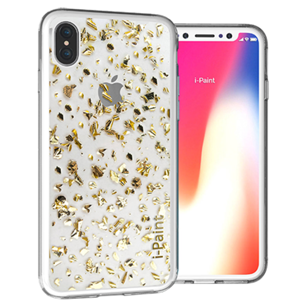 Husa Apple iPhone X i-Paint Back/ TPU/ Gold photo 1
