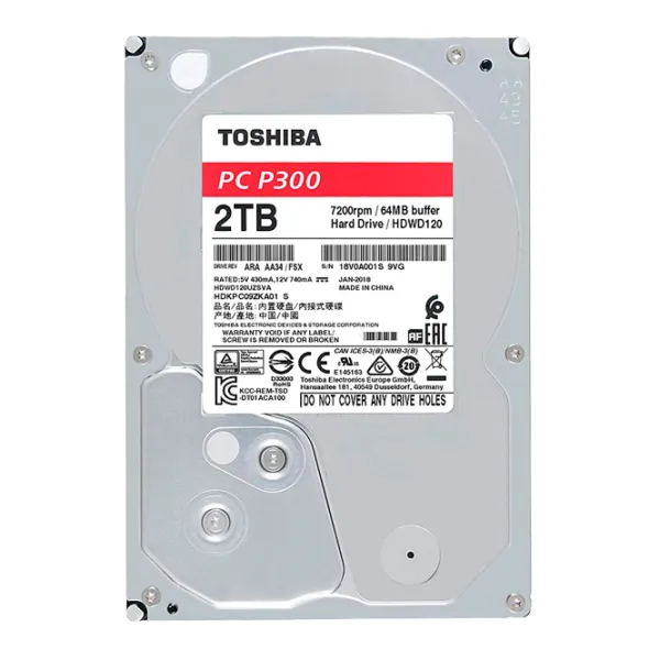 Устройство хранения HDD Toshiba P300 2 ТБ HDWD120UZSVA/ Серебристый photo 1