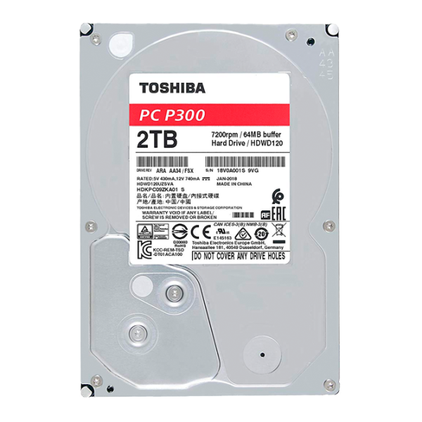 Устройство хранения HDD Toshiba P300 2 ТБ HDWD120UZSVA/ Серебристый photo 1