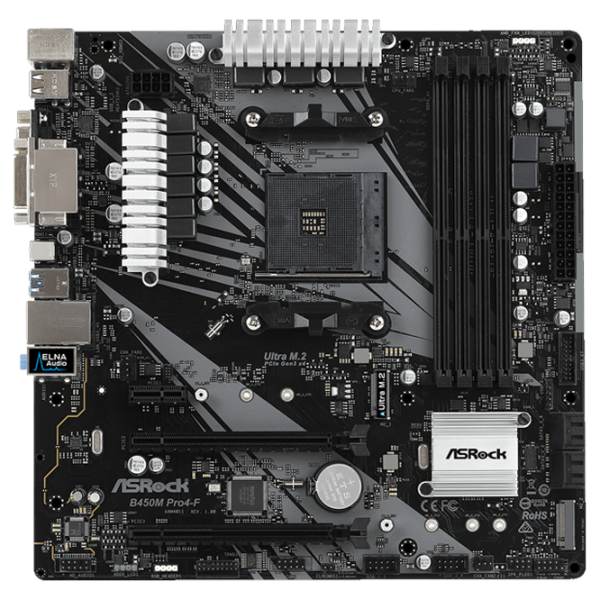 Материнская плата ASRock B450M PRO4-F mATX/ AMD B450 photo 1