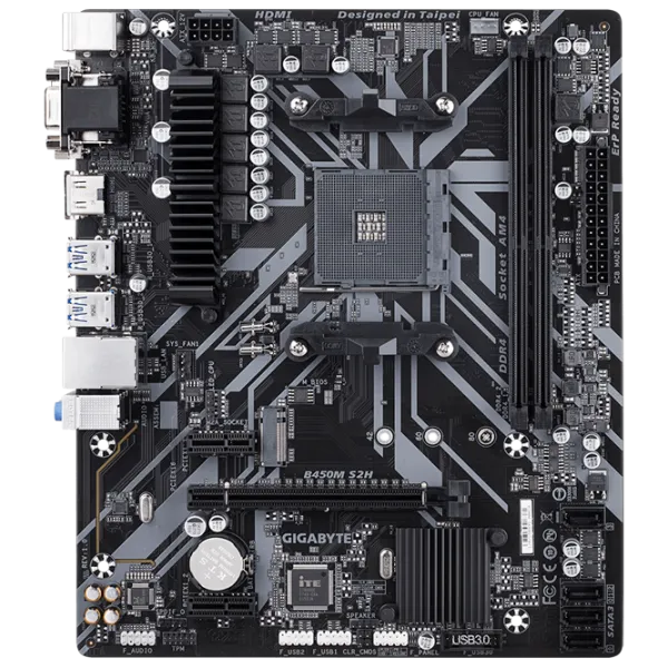 Placă de bază Gigabyte B450M S2H 1.0 mATX/ AMD B450 photo 1