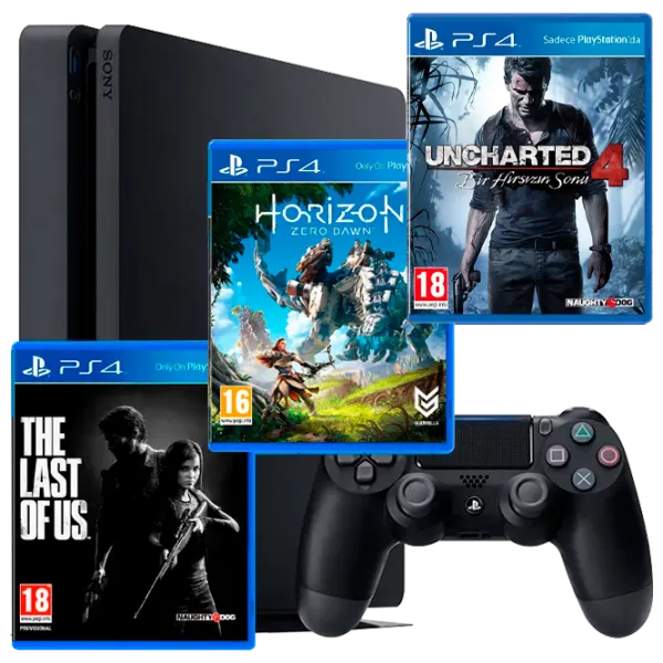 Sony Playstation 4 Slim + Horizon Zero Dawn + Uncharted 4 + The Last of Us Черный photo 1