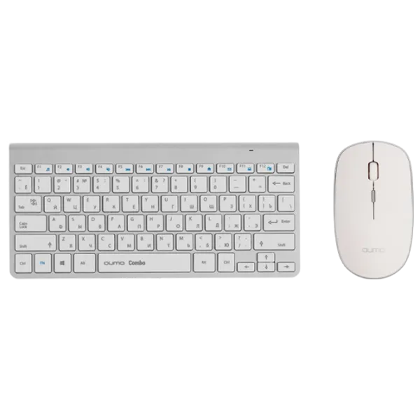 Tastatura & Mouse Qumo Combo Fără fir/ White photo 1