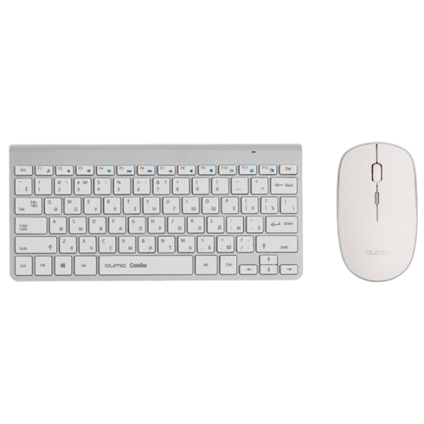 Tastatura & Mouse Qumo Combo Fără fir/ White photo 1