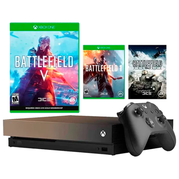 Microsoft Xbox One X + Battlefield V Deluxe Edition + Battlefield One + Battlefield 1943 Черный photo 1