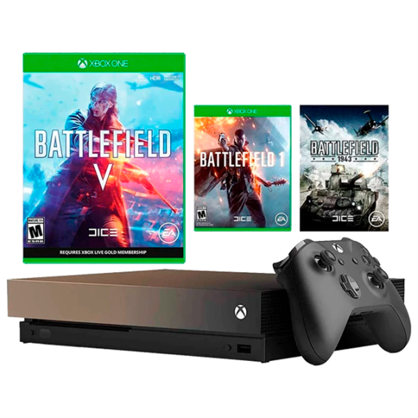 Microsoft Xbox One X + Battlefield V Deluxe Edition + Battlefield One + Battlefield 1943 Черный photo 1