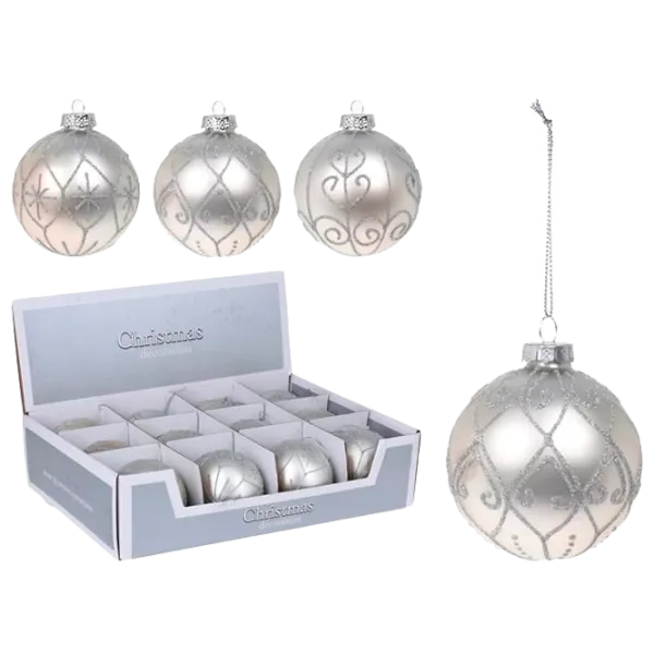Glob pentru brad Christmas 29813 8 cm/ Silver photo 1