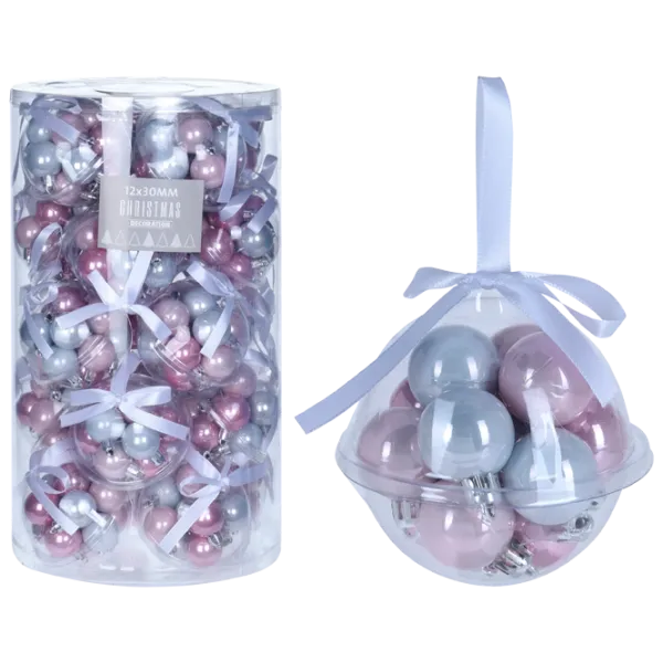Set de globuri pentru brad Christmas 23449 3 cm/ Pink photo 1 Set de globuri pentru brad Christmas 23449 3 cm/ Pink photo 1