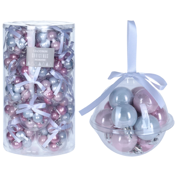 Set de globuri pentru brad Christmas 23449 3 cm/ Pink photo 1 Set de globuri pentru brad Christmas 23449 3 cm/ Pink photo 1