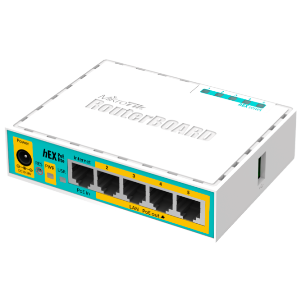 Маршрутизатор Mikrotik hEX PoE lite Белый photo 1