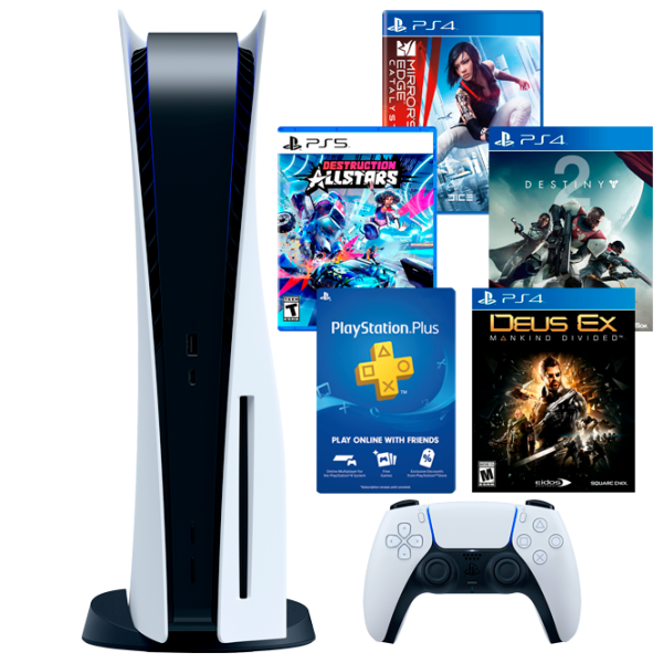 Sony PlayStation 5 + Destruction Allstars + Deus Ex: Mankind Divided + Mirror's Edge Catalyst + Destiny 2 + PSN 90 дней 825 ГБ / Белый photo 1