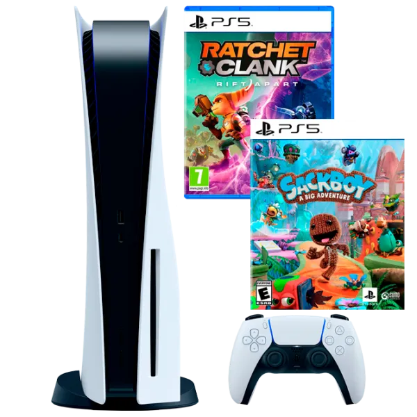 Sony PlayStation 5 + Ratchet & Clank: Rift Apart + Sackboy: A Big Adventure 825 GB / White photo 1